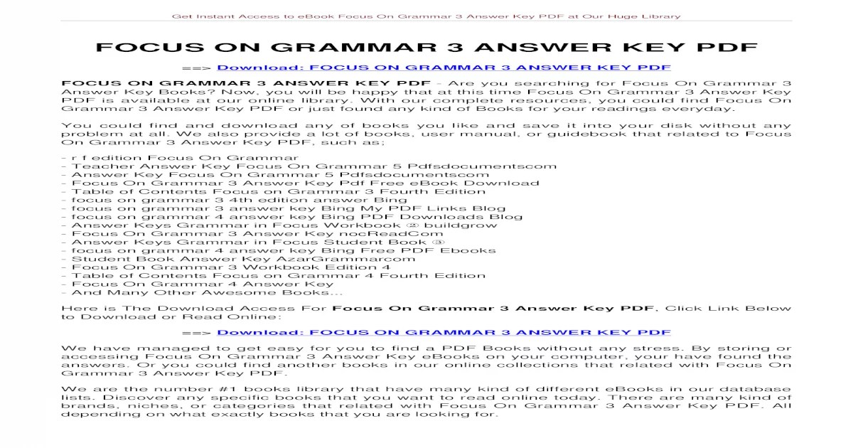 Focus grammar 4 answer key