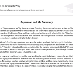 Summary of superman and me by sherman alexie