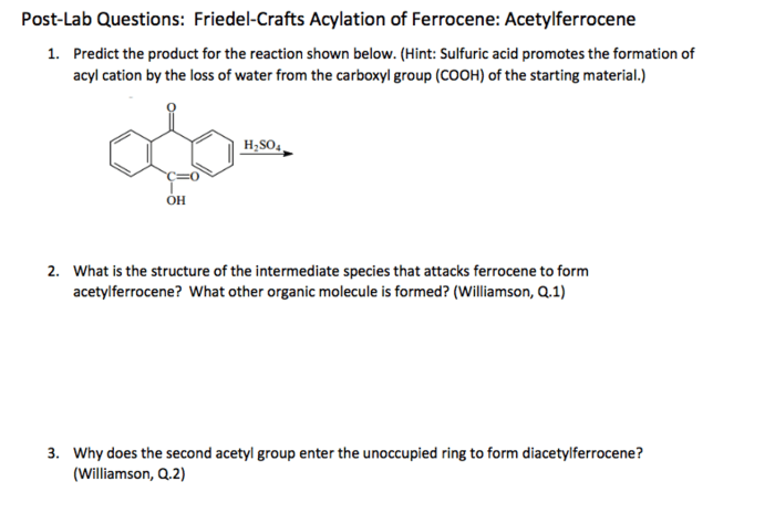 Friedel crafts acylation of ferrocene lab report